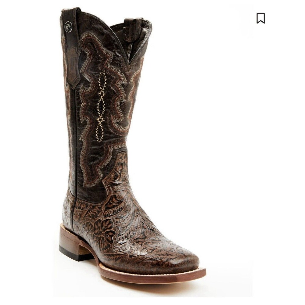EUC Tanner Mark® (Women 8.5) Hand Tooled Floral Western Boots in Brown $210